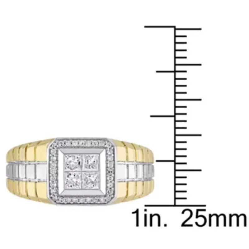 1/2 ct. t.w. Princess and Round Diamonds Men's Ring 10K Two-Tone Gold