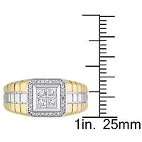 1/2 ct. t.w. Princess and Round Diamonds Men's Ring 10K Two-Tone Gold
