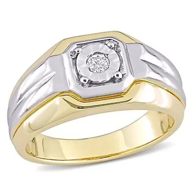 1/10 ct. t.w. Diamond Men's Ring Two-Tone Sterling Silver