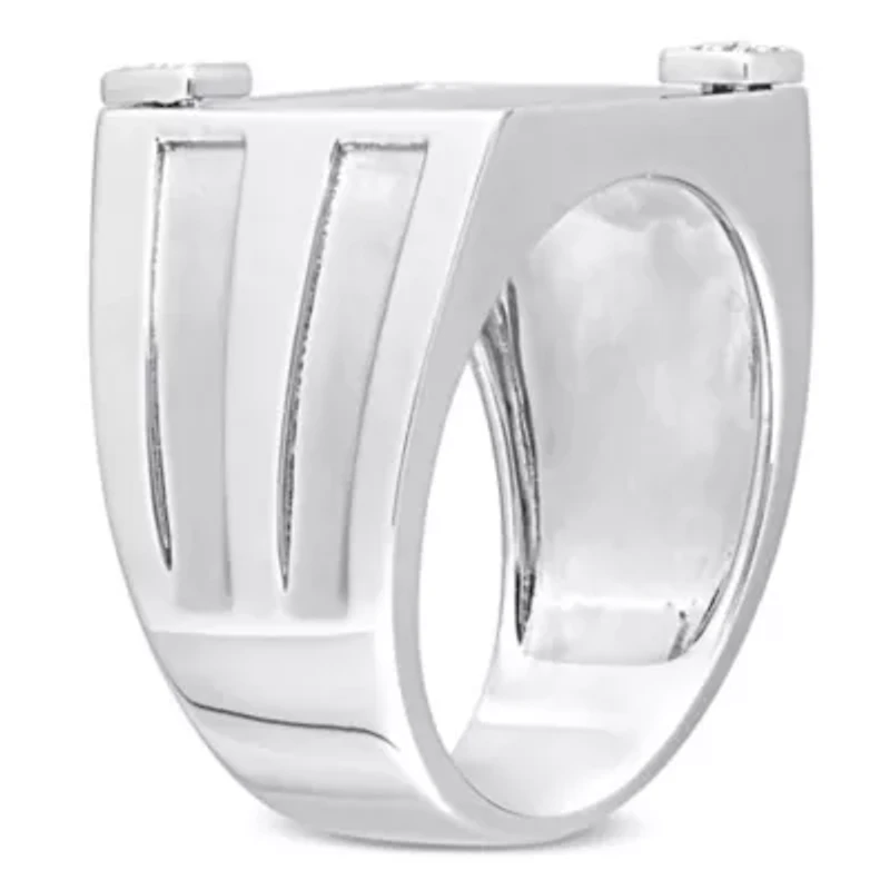 1/10 ct. t.w. Diamond and Black Onyx Men's Ring Sterling Silver