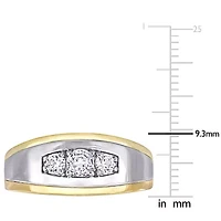 Lab Created White Sapphire Men's Ring 10K Two-Tone Gold