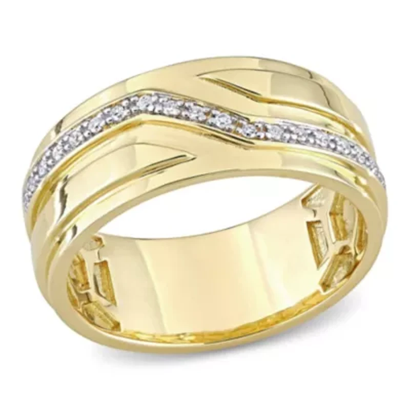 1/10 ct. t.w. Diamond Men's Ring Yellow Plated Sterling Silver