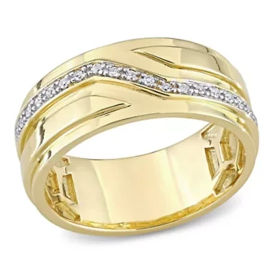 1/10 ct. t.w. Diamond Men's Ring Yellow Plated Sterling Silver
