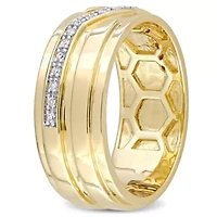 1/10 ct. t.w. Diamond Men's Ring Yellow Plated Sterling Silver