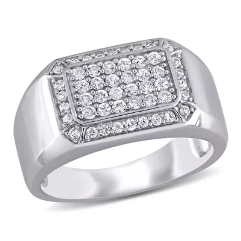 White Sapphire Men's Ring Sterling Silver