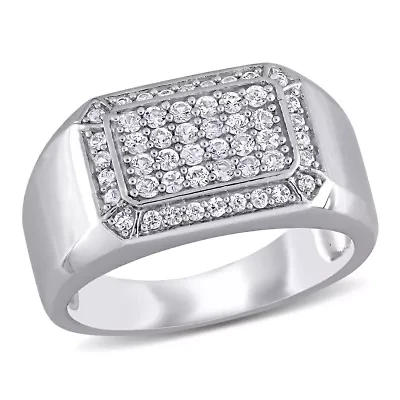 White Sapphire Men's Ring Sterling Silver
