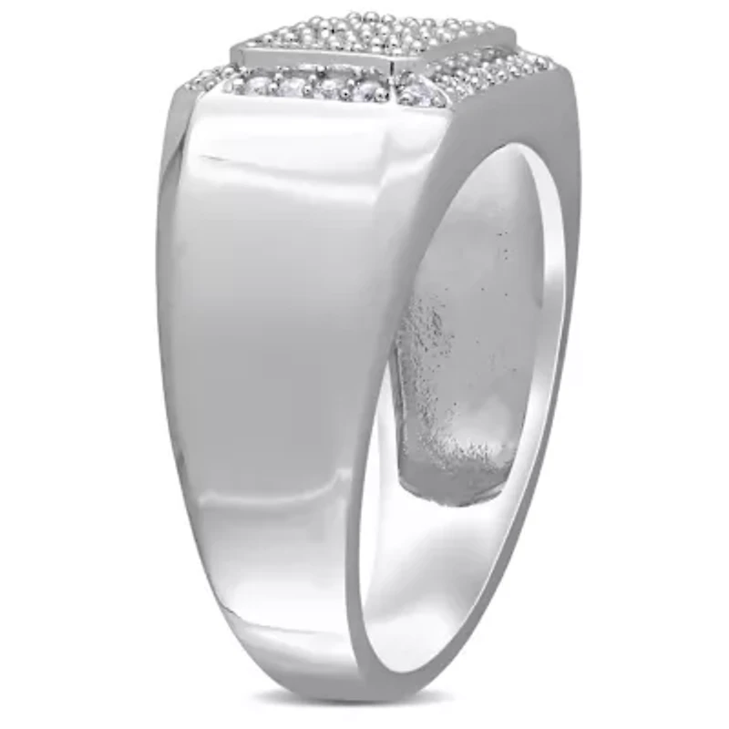 White Sapphire Men's Ring Sterling Silver