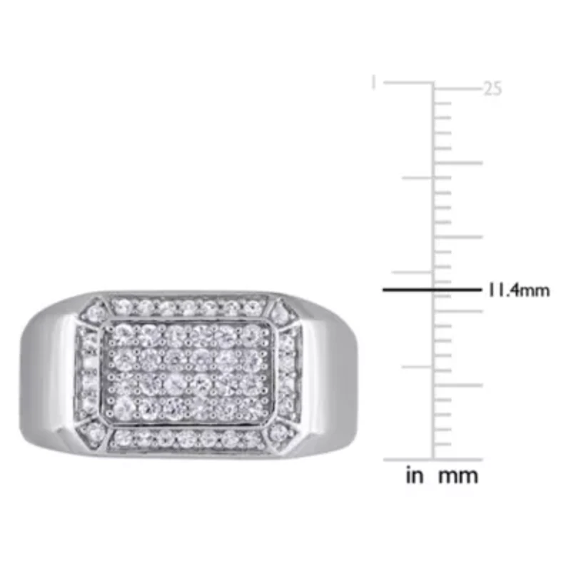 White Sapphire Men's Ring Sterling Silver