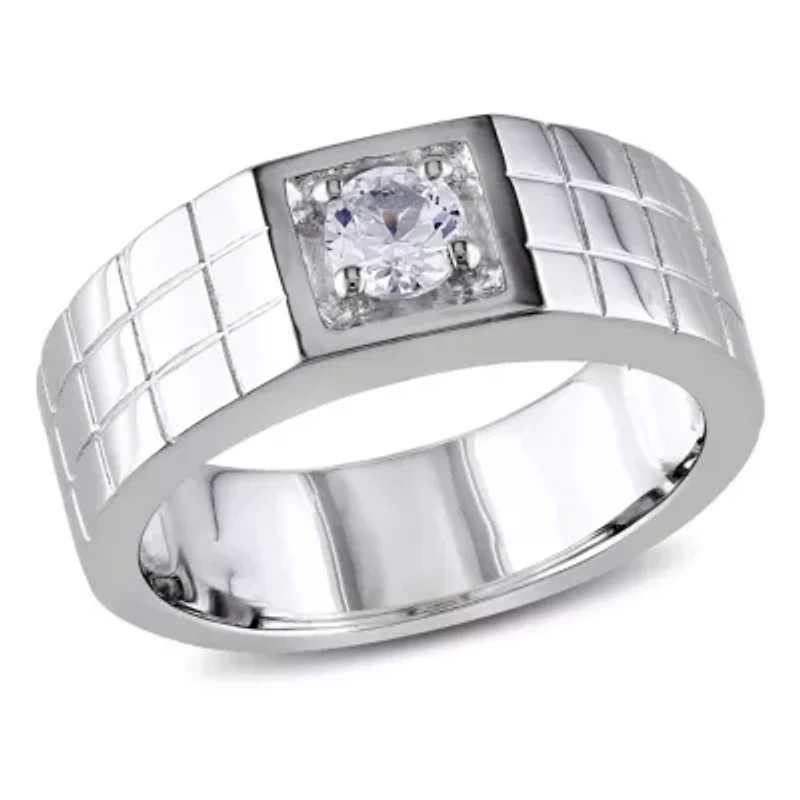 Lab Created White Sapphire Men's Ring Sterling Silver