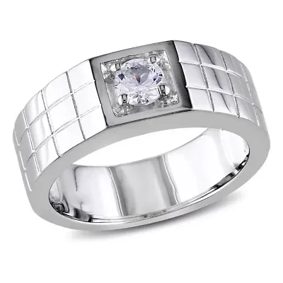 Lab Created White Sapphire Men's Ring Sterling Silver