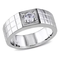 Lab Created White Sapphire Men's Ring Sterling Silver