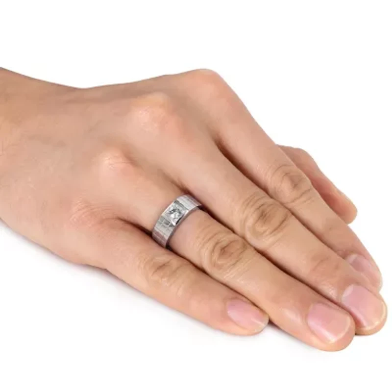 Lab Created White Sapphire Men's Ring Sterling Silver
