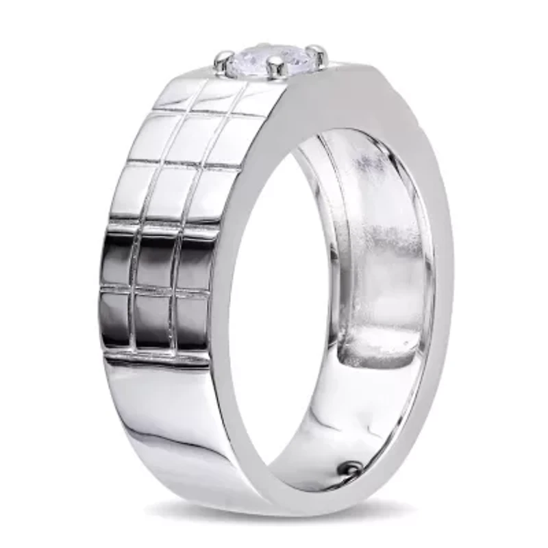 Lab Created White Sapphire Men's Ring Sterling Silver