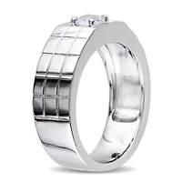 Lab Created White Sapphire Men's Ring Sterling Silver