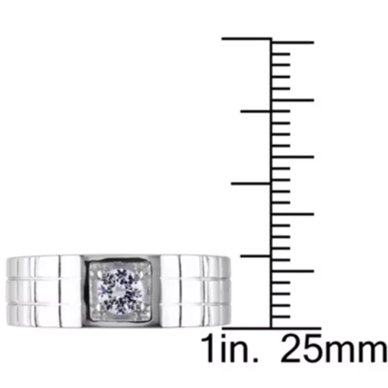 Lab Created White Sapphire Men's Ring Sterling Silver