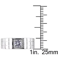 Lab Created White Sapphire Men's Ring Sterling Silver