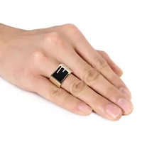 1/6 ct. t.w. Diamond and Black Onyx Men's Ring Yellow Plated Sterling Silver