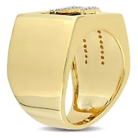 1/6 ct. t.w. Diamond and Black Onyx Men's Ring Yellow Plated Sterling Silver