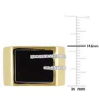 1/6 ct. t.w. Diamond and Black Onyx Men's Ring Yellow Plated Sterling Silver