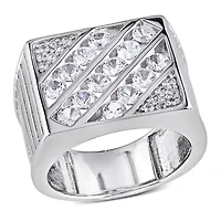 Lab Created White Sapphire Men's Ring Sterling Silver