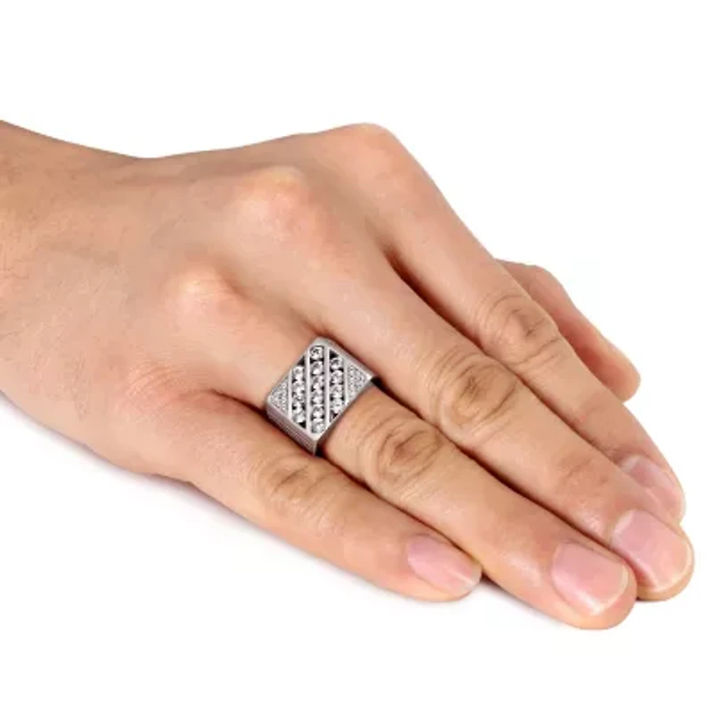 Lab Created White Sapphire Men's Ring Sterling Silver