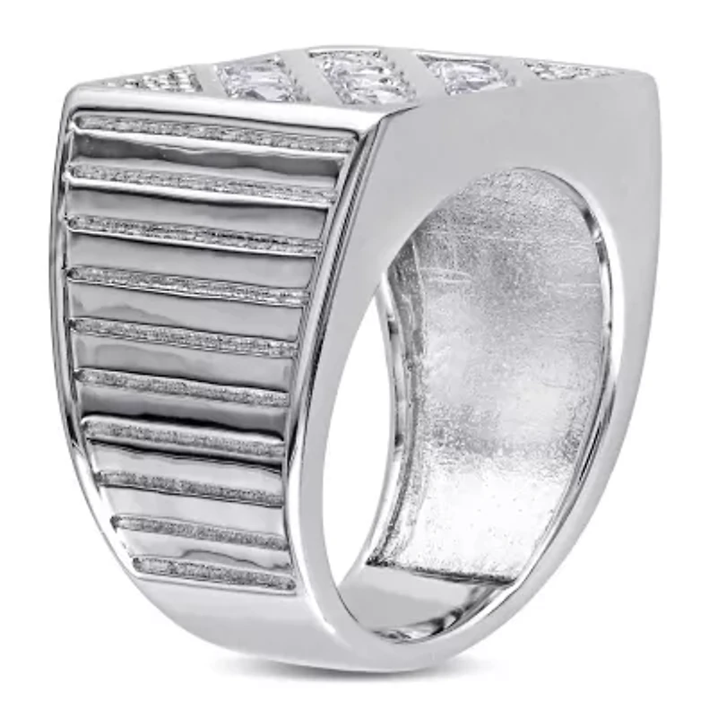 Lab Created White Sapphire Men's Ring Sterling Silver