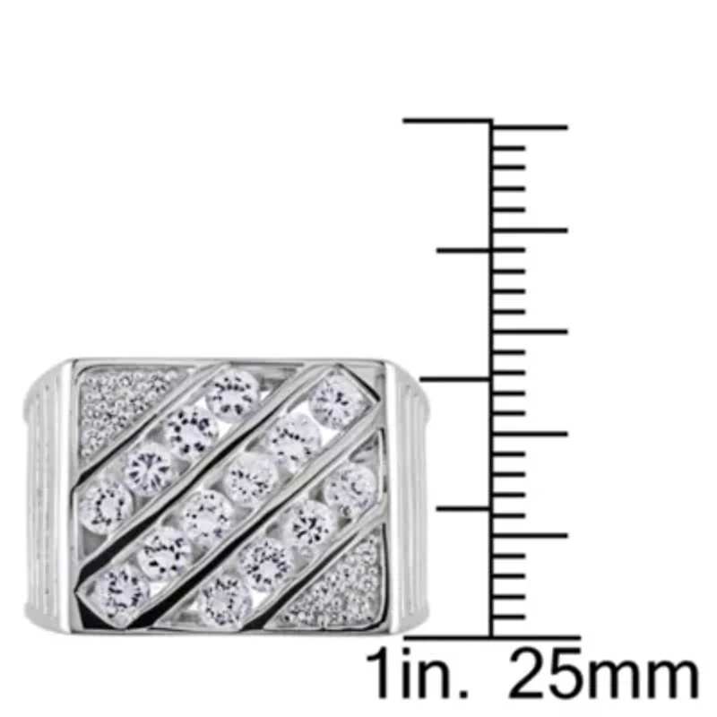 Lab Created White Sapphire Men's Ring Sterling Silver