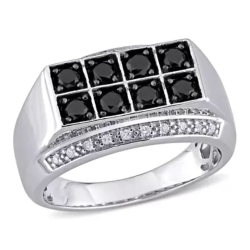 1 ct. t.w. Diamond Men's Ring Sterling Silver with Black Rhodium Plated
