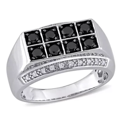 1 ct. t.w. Diamond Men's Ring Sterling Silver with Black Rhodium Plated