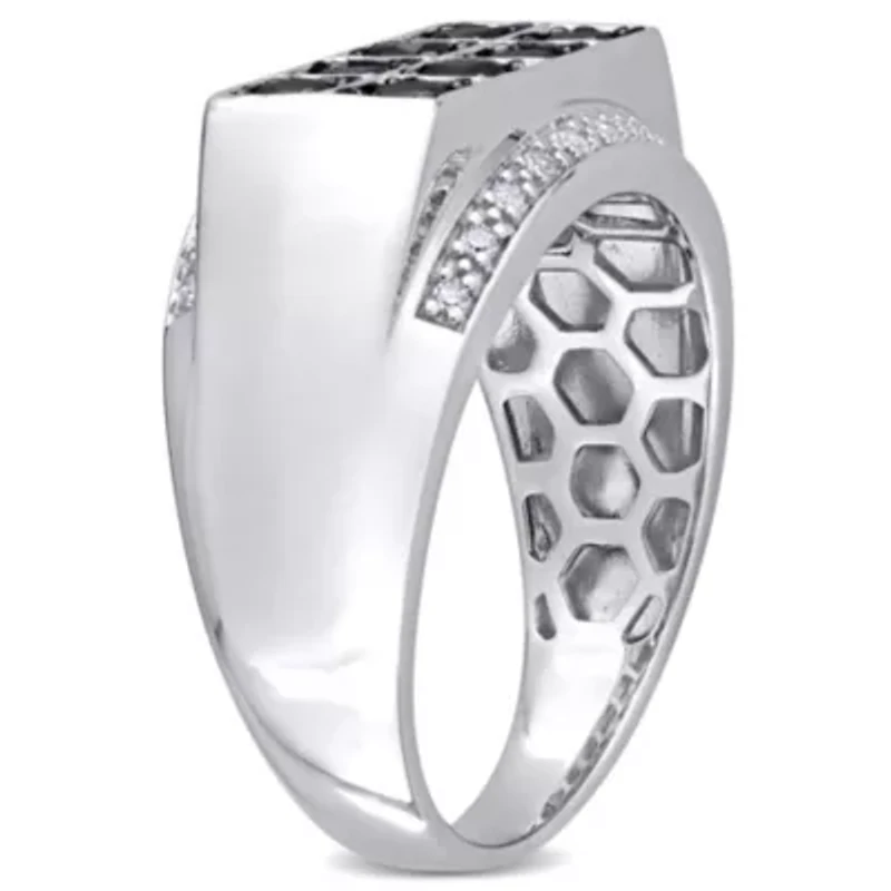 1 ct. t.w. Diamond Men's Ring Sterling Silver with Black Rhodium Plated
