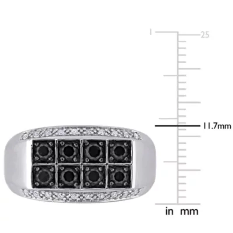 1 ct. t.w. Diamond Men's Ring Sterling Silver with Black Rhodium Plated