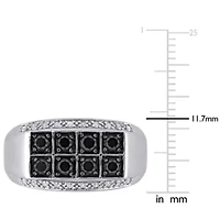 1 ct. t.w. Diamond Men's Ring Sterling Silver with Black Rhodium Plated