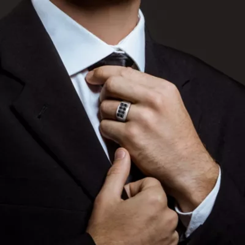 1 ct. t.w. Diamond Men's Ring Sterling Silver with Black Rhodium Plated
