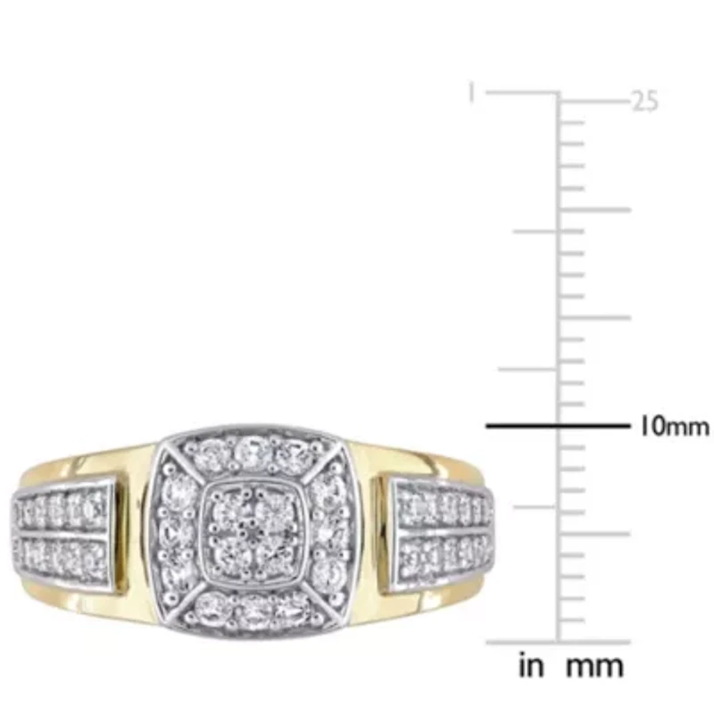 Lab Created White Sapphire Men's Ring 10K Two-Tone Gold