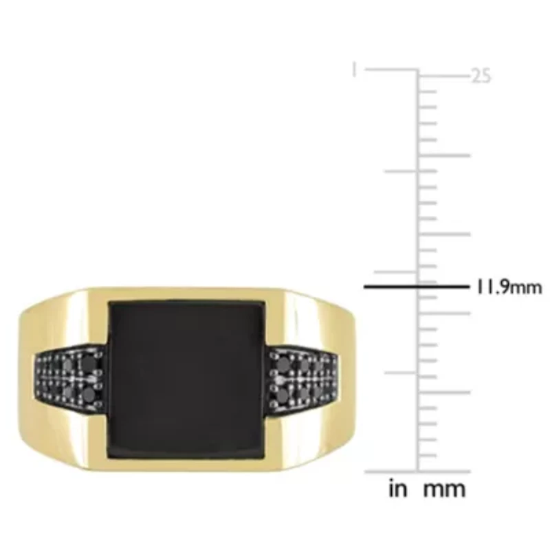 1/6 ct. t.w. Black Diamond and Onyx Men's Ring 10K Yellow Gold