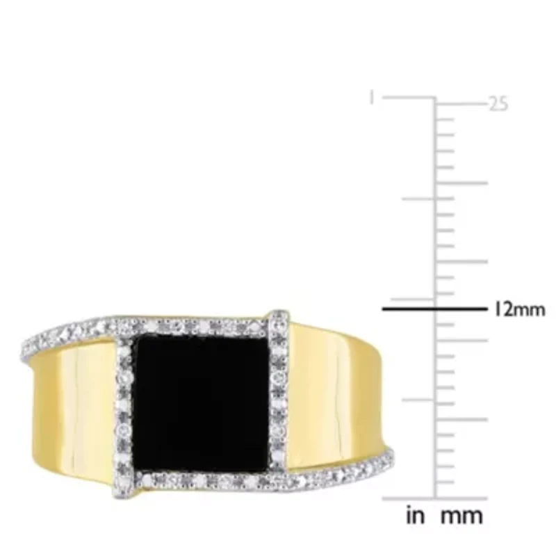 1/10 ct. t.w. Diamond and Black Onyx Men's Ring 10K Yellow Gold