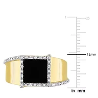 1/10 ct. t.w. Diamond and Black Onyx Men's Ring 10K Yellow Gold