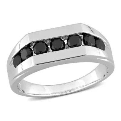 1 ct. t.w. Black Diamond Men's Ring Sterling Silver