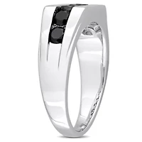 1 ct. t.w. Black Diamond Men's Ring Sterling Silver