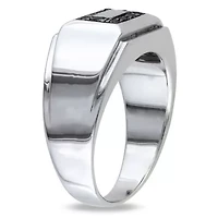 1/10 ct. t.w. Black Diamond Men's Ring Sterling Silver with Rhodium Plated
