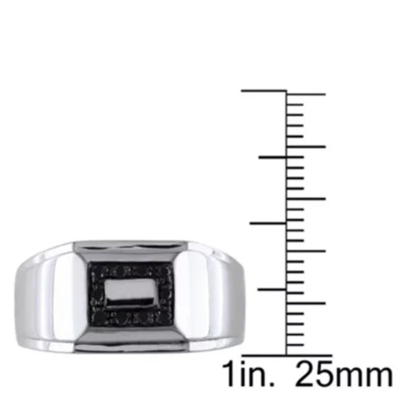1/10 ct. t.w. Black Diamond Men's Ring Sterling Silver with Rhodium Plated