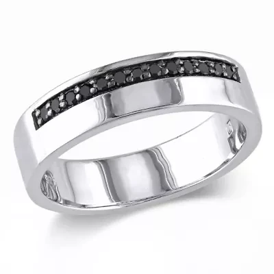 1/5 ct. t.w. Black Diamond Men's Ring Sterling Silver with Rhodium Plated