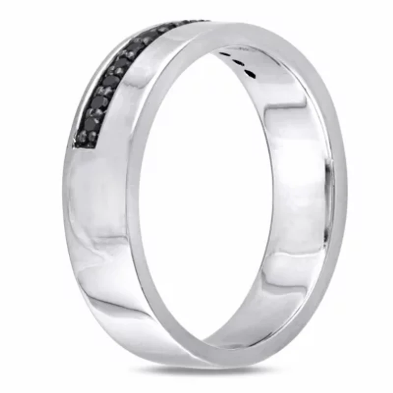 1/5 ct. t.w. Black Diamond Men's Ring Sterling Silver with Rhodium Plated