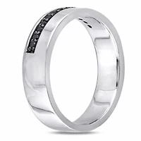 1/5 ct. t.w. Black Diamond Men's Ring Sterling Silver with Rhodium Plated