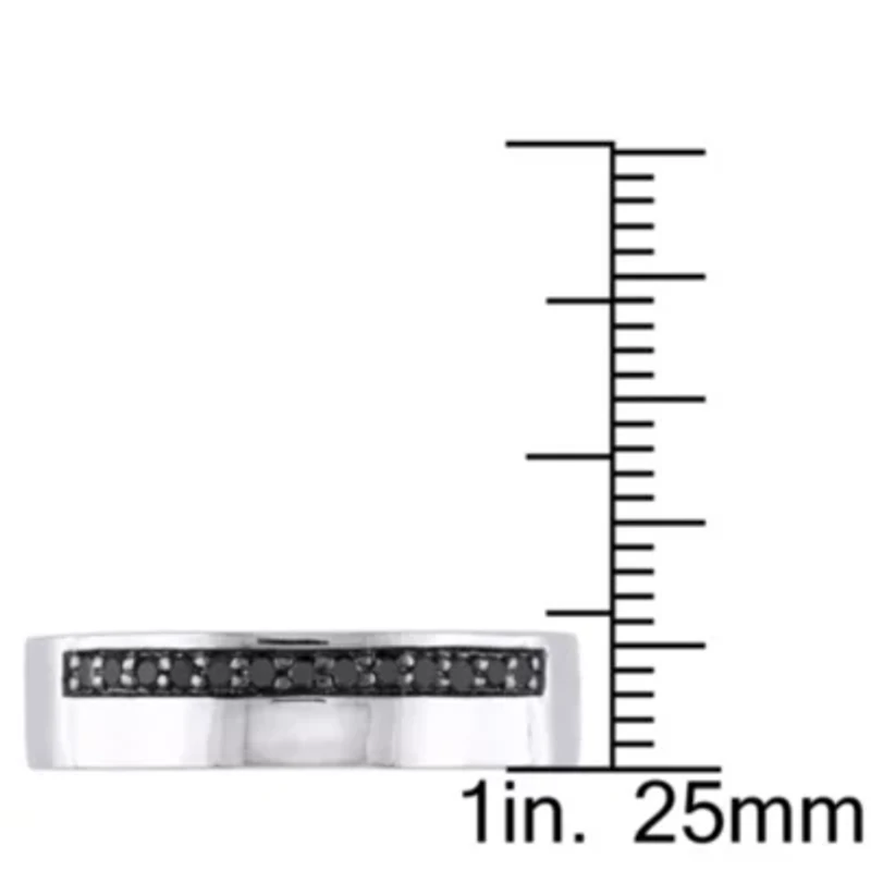 1/5 ct. t.w. Black Diamond Men's Ring Sterling Silver with Rhodium Plated