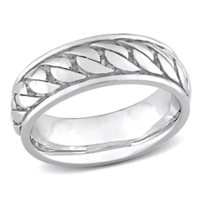 Ribbed Design Men's Ring Sterling Silver