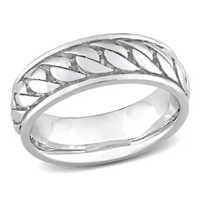 Ribbed Design Men's Ring Sterling Silver