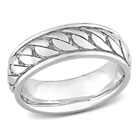 Ribbed Design Men's Ring Sterling Silver