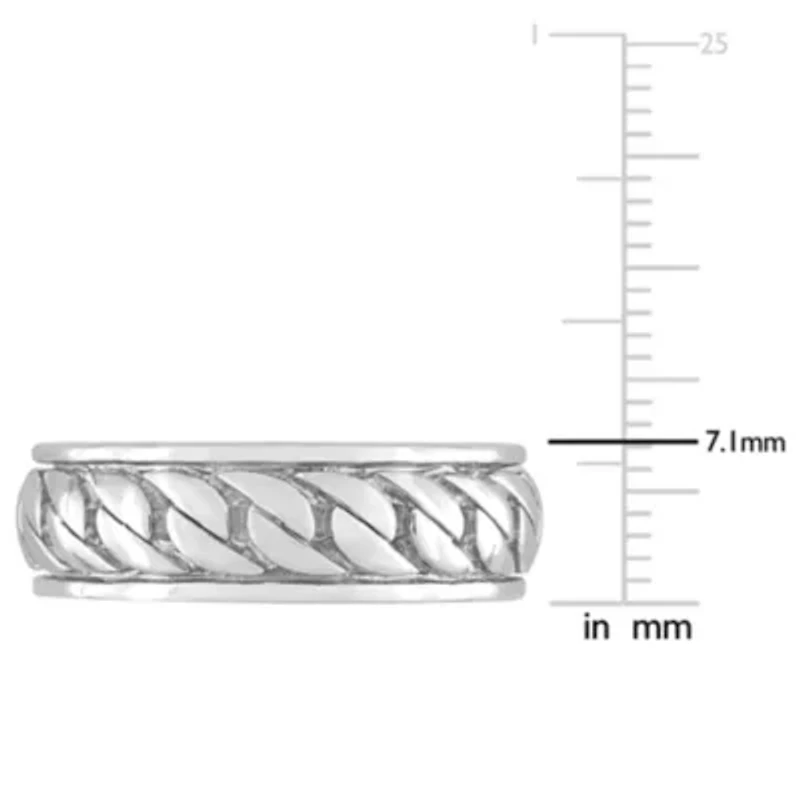 Ribbed Design Men's Ring Sterling Silver
