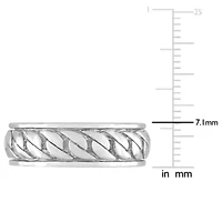 Ribbed Design Men's Ring Sterling Silver